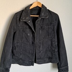 Surface to Air black/grey distressed Jean jacket. Size Medium